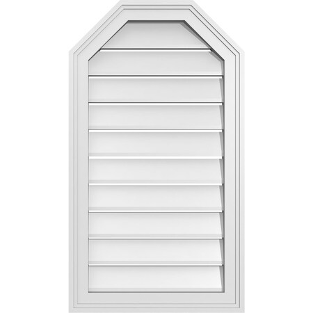Ekena Millwork Octagonal Top Surface Mount PVC Gable Vent w/ 2"W x 1-1/2"P Brickmould Frame, 18"W x 32"H GVPOT18X3202SF